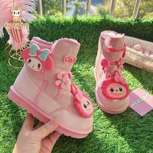 女童巨好看加绒防寒雪地靴2026年新款冬季中大童儿童防水防滑鞋子