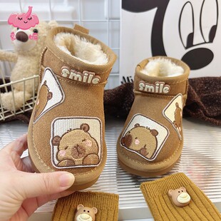 儿童加厚雪地靴秋冬女童大棉鞋东北防寒新款加绒棉靴男童防滑鞋子