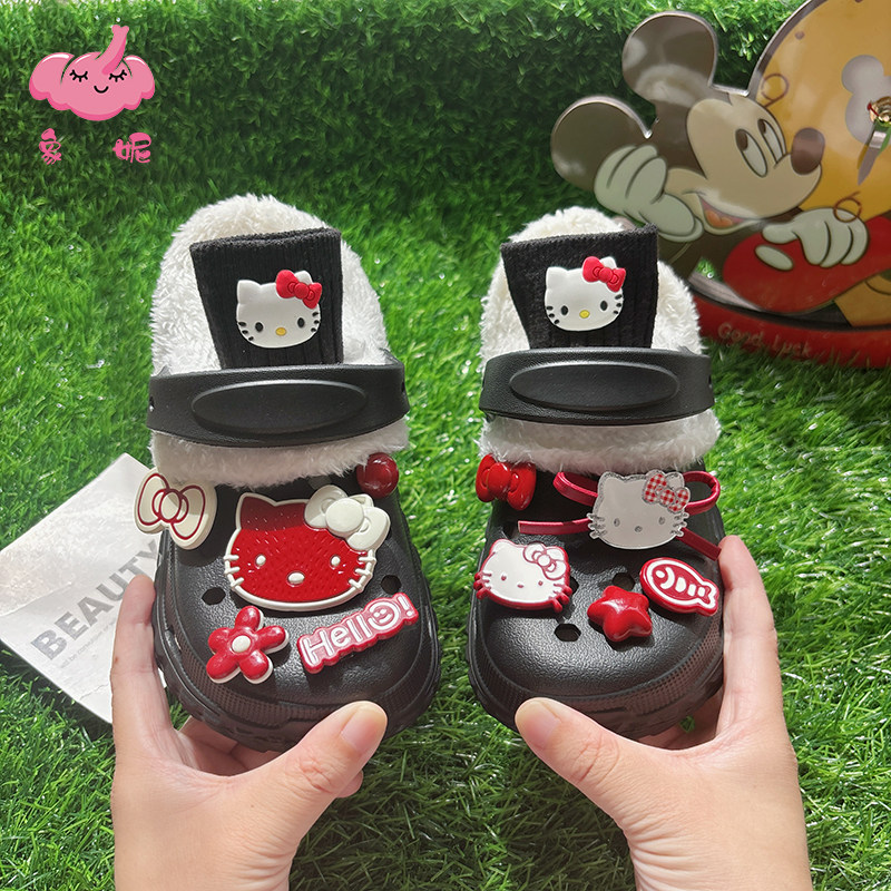 可爱女童加绒软底防滑百搭棉拖鞋