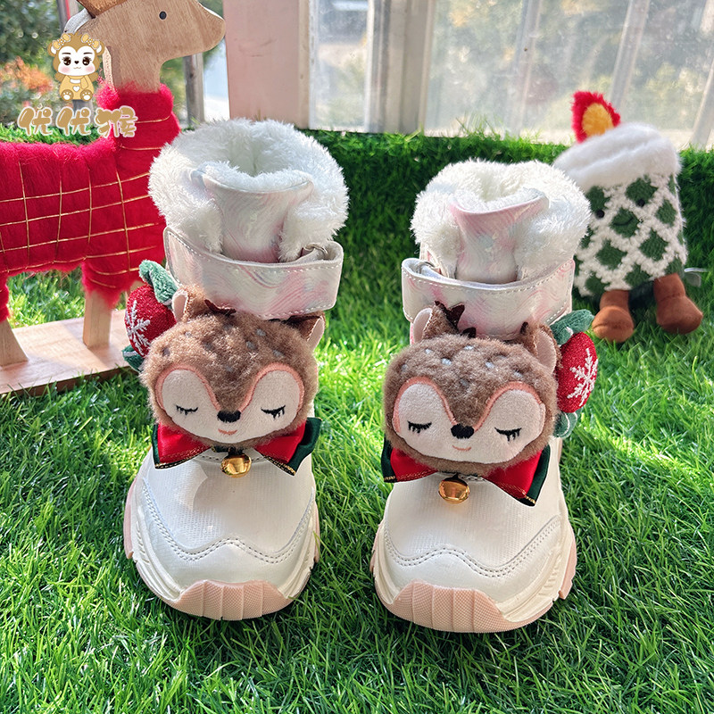 儿童新款时尚百搭软底防滑雪地靴