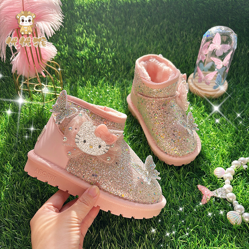 冬季卡通宝宝雪地靴2026秋冬新款儿童靴子大棉鞋防滑软底冬天女款