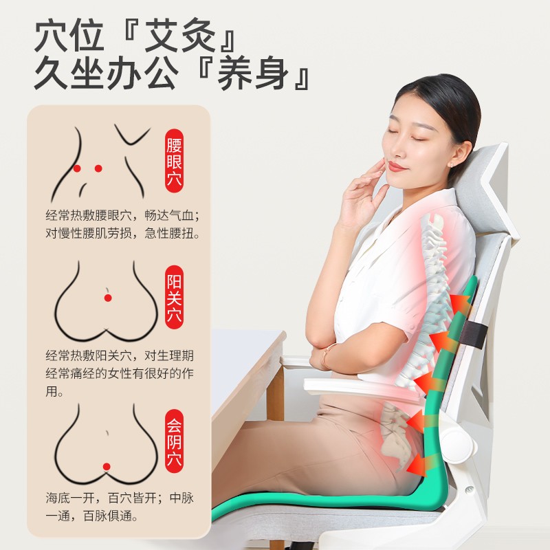 坐垫办公室久坐椅子垫家用加热椅垫艾灸臀部冬季靠背一体电热坐垫