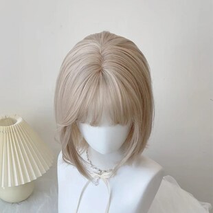 【混血米金】假发女短发夏季米金色网红圆脸减龄波波头直发全头套