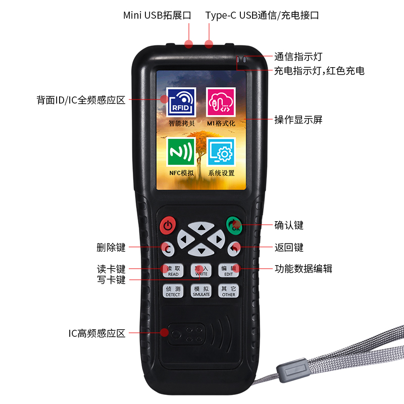 nfc手机读写器ic加密复制器id门禁卡读卡器解码配电梯停车考勤卡