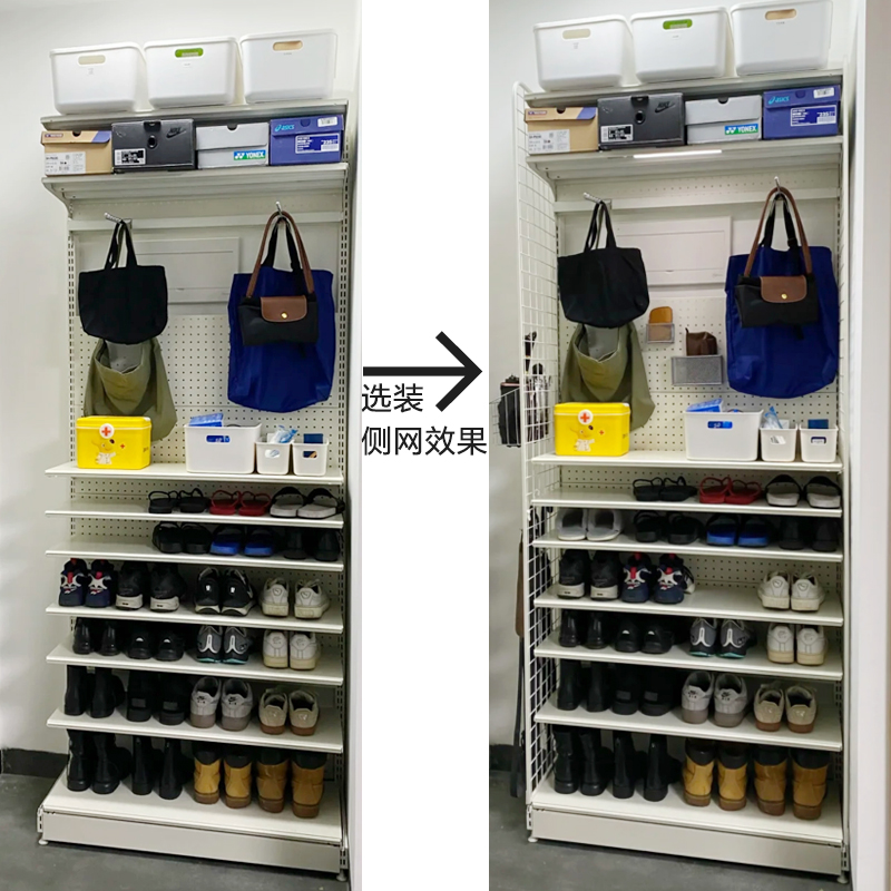 贫美 玄关置物架货架鞋架220高进门架磁吸洞洞板入户收纳挂包架子
