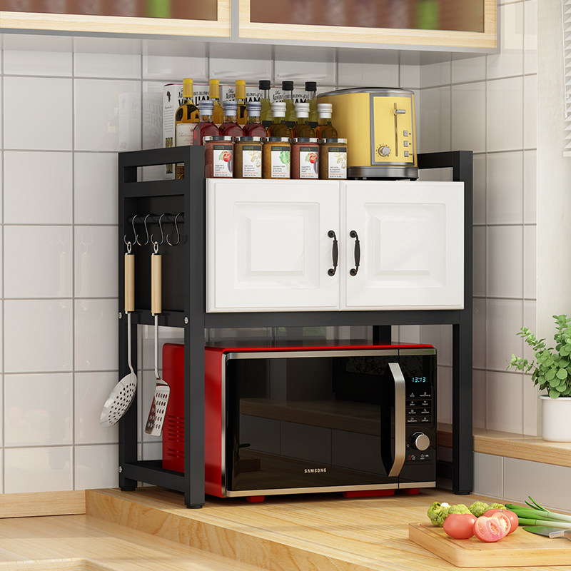 厨房台面置物架家用多功能调料品碗盘收纳柜微波炉烤箱储物架子