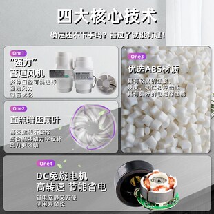 九叶风12v风机110PVC强力静音换气扇220v管道抽风机50小型排气扇