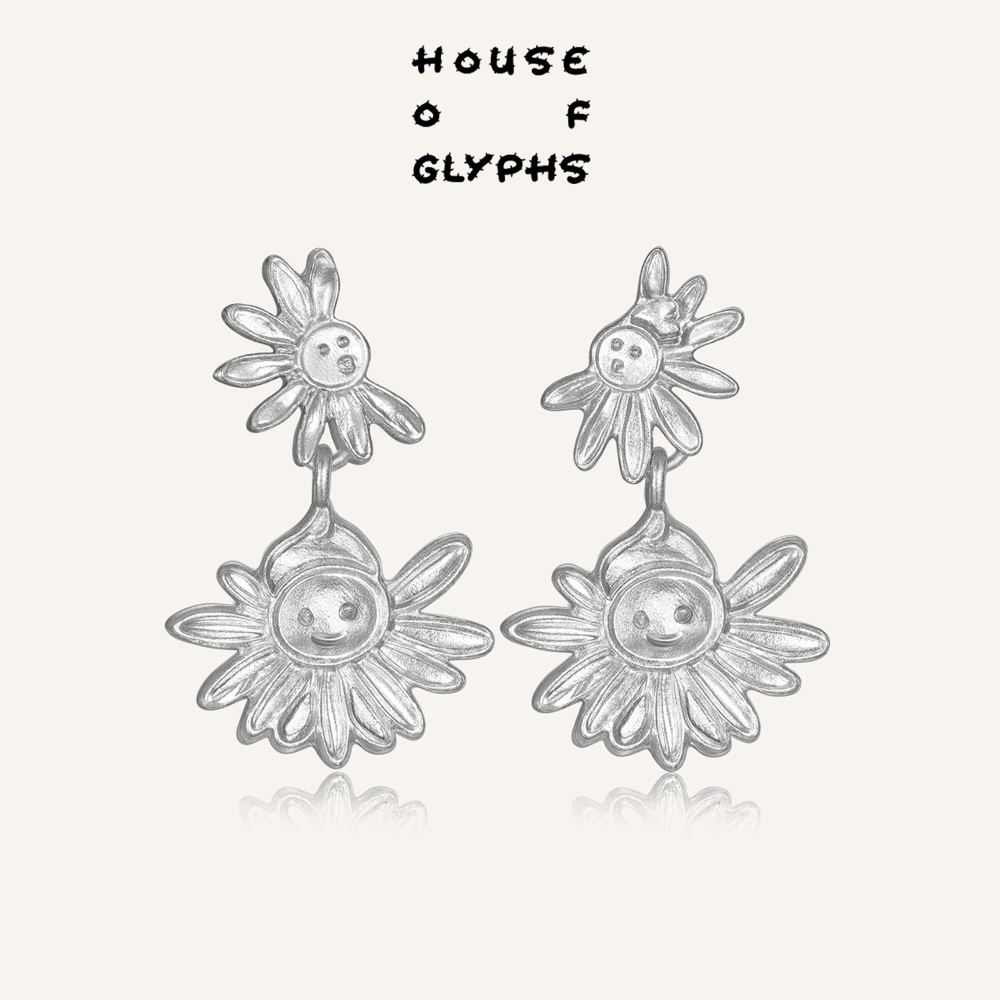 House of Glyphs符界HOG雏菊精灵阿丽丽AB款纳西族东巴文耳坠