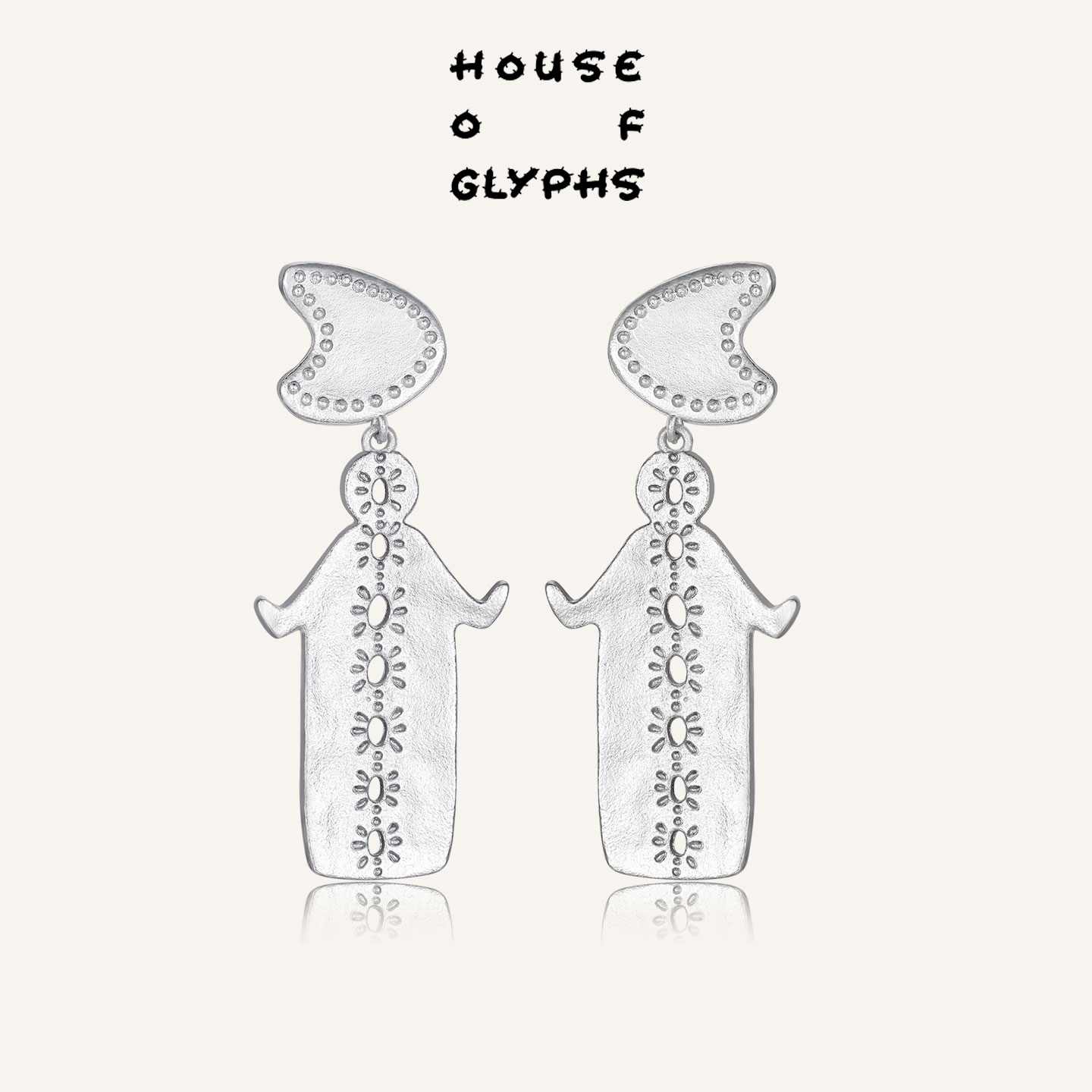 House of Glyphs符界HOG纳西族幸运女孩盼金妹耳坠东巴文耳钉