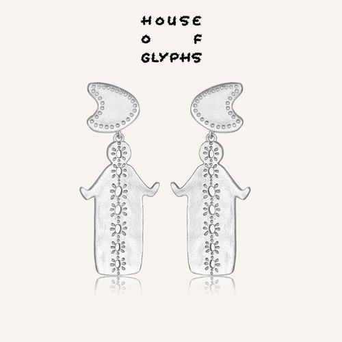House of Glyphs符界HOG纳西族幸运女孩盼金妹耳坠东巴文耳钉