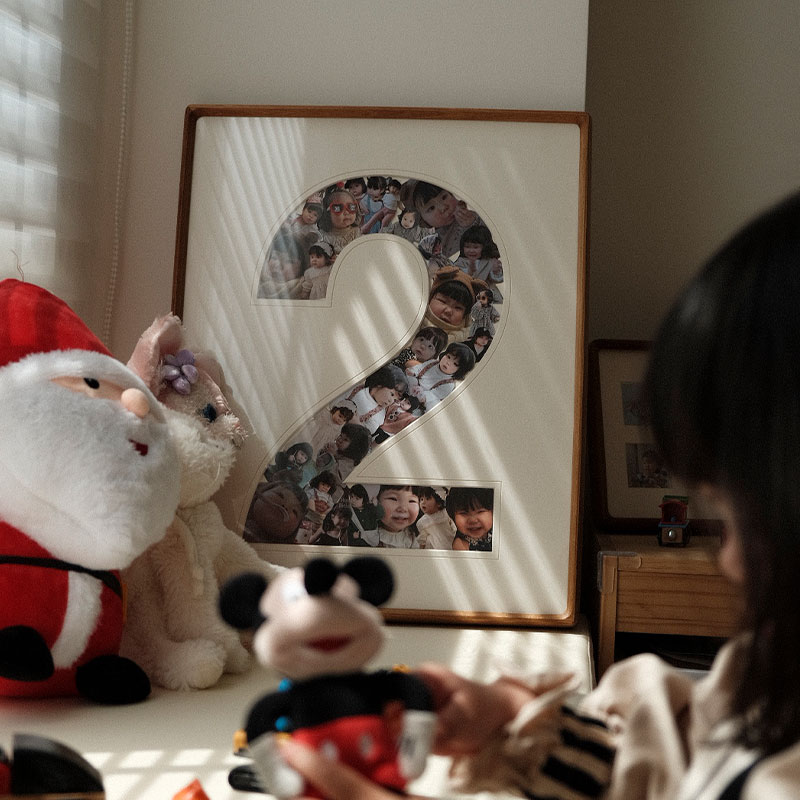 宝宝1周岁纪念相框diy定制周岁礼物打印照片儿童成长记录实木画框