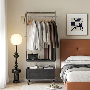 宗云移动衣帽架卧室实木挂衣架落地床边收纳衣架置物架