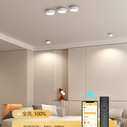 超薄面贴式泛光灯Led极短筒灯客厅卧室吸顶灯已连接米家App无主灯
