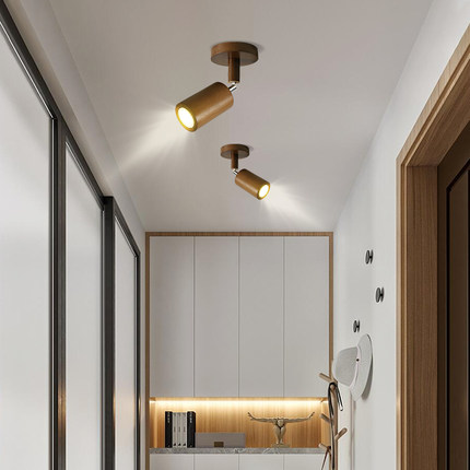 客厅原木无主灯射灯现代简约过道走廊玄关灯北欧极简led明装筒灯