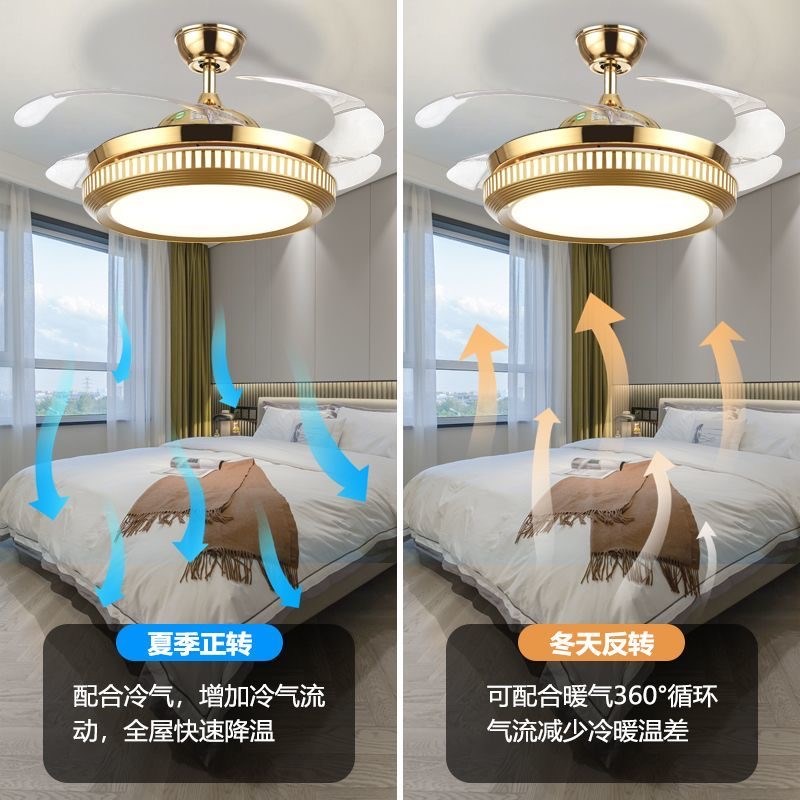 隐形风扇灯广东中山灯具客厅吊灯2023年新款餐厅卧室现代轻奢变频