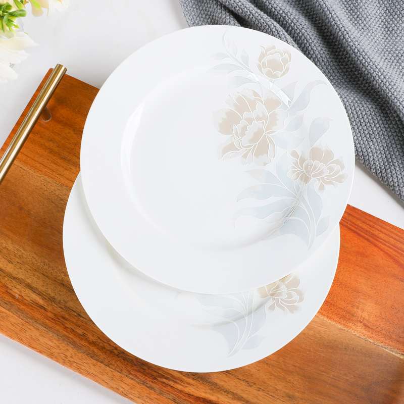 10只装欧式骨瓷平盘碟子西餐牛排餐盘家用北欧盘子轻奢陶瓷浅盘子