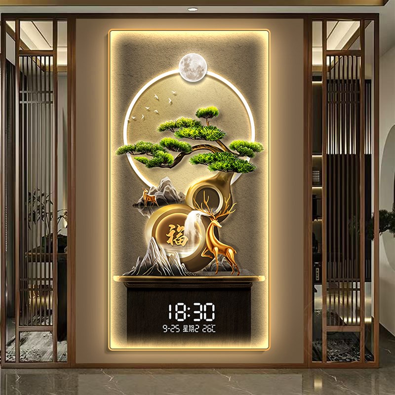 新中式葫芦发财树玄关装饰画 画正对门走廊过道挂画 画高级感LED图片