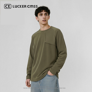 LUKER CMSS潮流百搭休闲套头长袖宽松长袖羊绒衫T恤男
