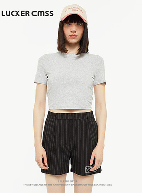 LUKER CMSS高街潮牌休闲百搭男女同款宽松条纹短裤