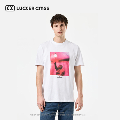 LUKER CMSS情侣款圆领纯棉百搭印花高街潮牌短袖