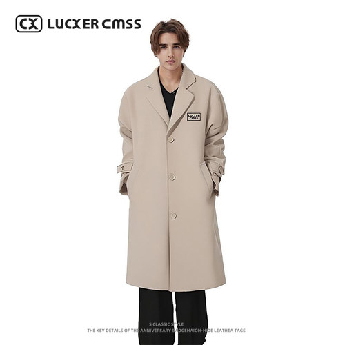 LUKER CMSS高街潮牌休闲百搭男女同款宽松风衣外套男