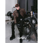 新款 弹力修身 显瘦显腿长黑色弯刀裤 序77秋季 百搭神裤