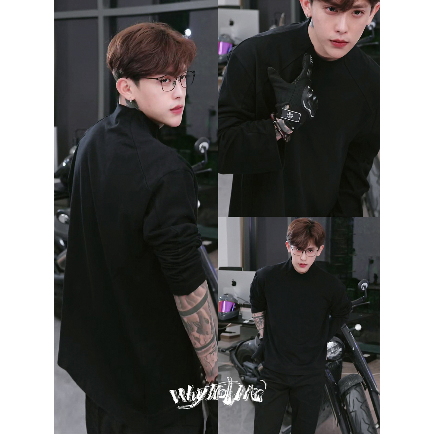 序77秋季内搭新款正肩宽松显瘦黑色纯棉简约半高领打底衫男长袖