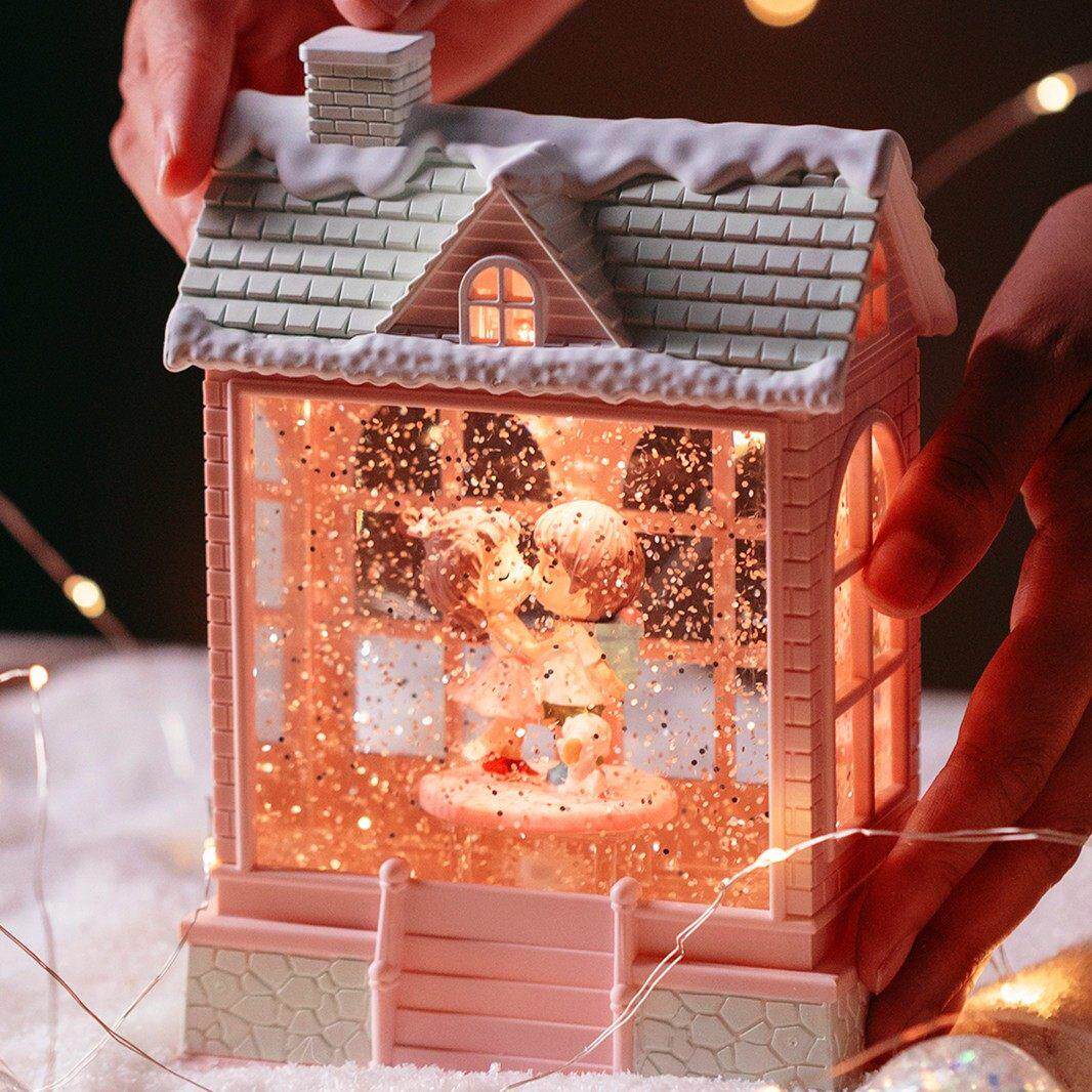 小女孩飘雪礼物水灯音乐盒儿童生日八音盒防风灯摆件水晶球女孩房