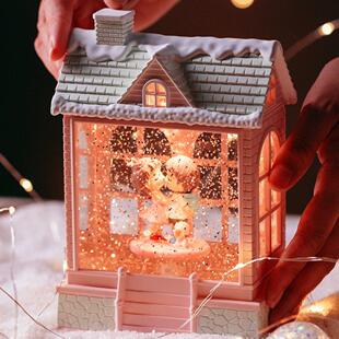 小女孩飘雪礼物水灯音乐盒儿童生日八音盒防风灯摆件水晶球女孩房