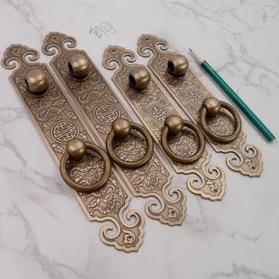 仿古铜配件门条拉手纯铜门环中式门锁古铜色黄铜把手全铜加粗柜门