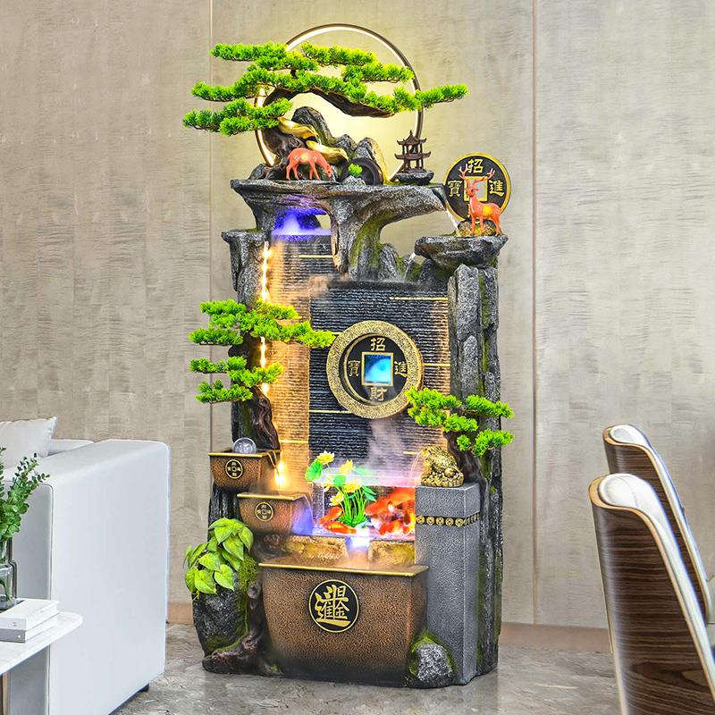 水幕墙屏风流水摆件循环水招财风水轮鱼缸喷泉景观办公室落地装饰