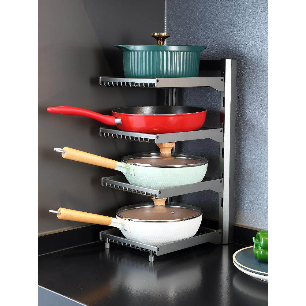 厨房锅架多层置物架下水槽橱柜内家用收纳架子可调节分层放锅架