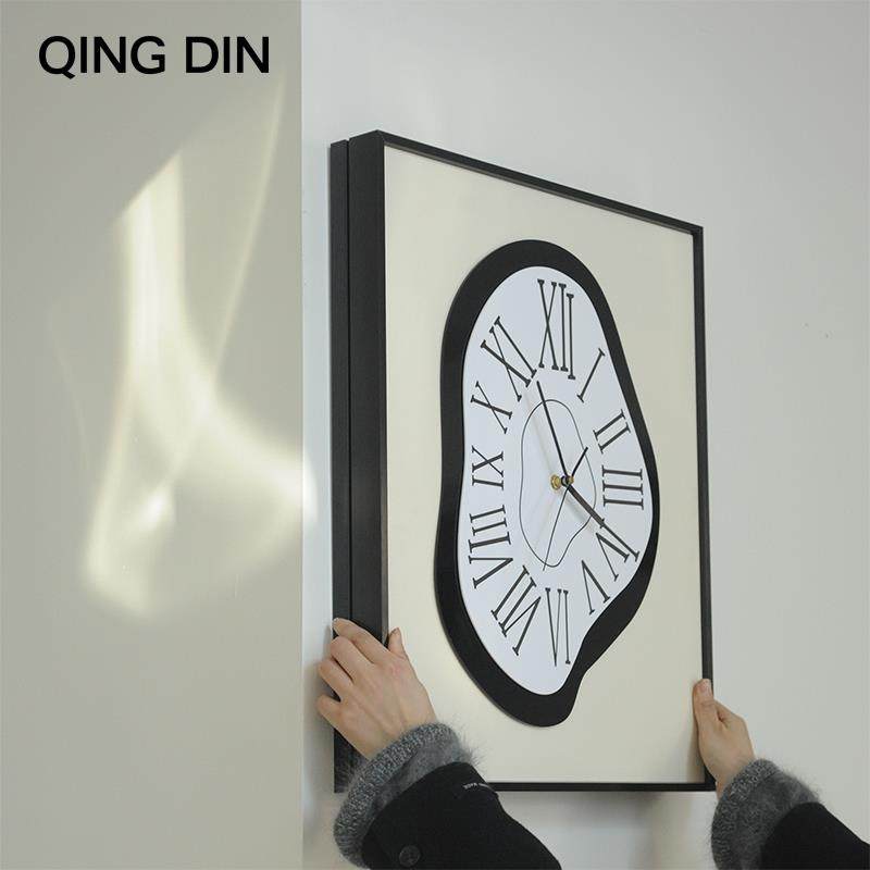 电表箱装饰画带钟表达利异形复古时钟电箱遮挡挂钟静音玄关挂画