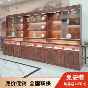 覆古实木珠宝展示柜商用翡翠古玩玉器陈列柜古玩古董饰品玻璃柜台
