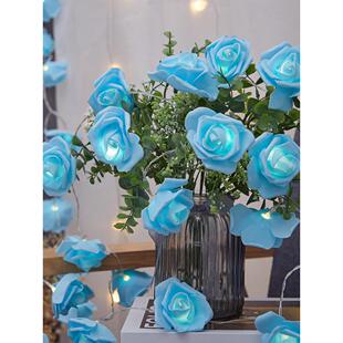 蓝玫瑰花束灯室内求婚气氛灯生日场景布置女生房间中国情人节装饰