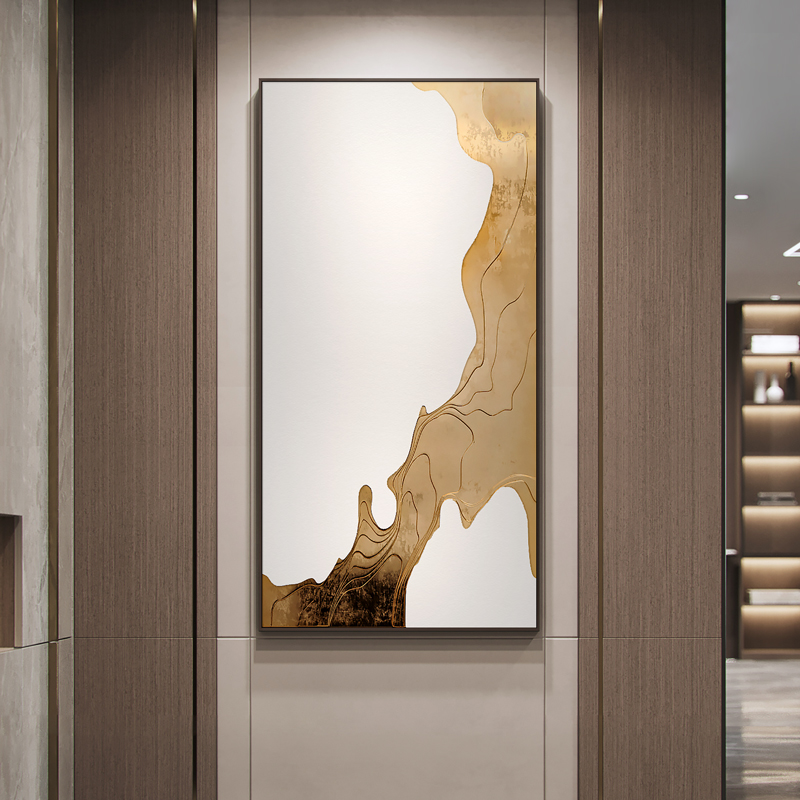 新中式饭店金箔砂岩背景墙装饰画玄关立体壁画餐厅客厅抽象挂画图片