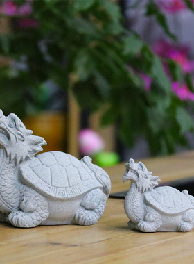 仿真瑞兽摆件大h象麒麟龙龟貔貅禅意玄关茶室书房景观造景神兽摆