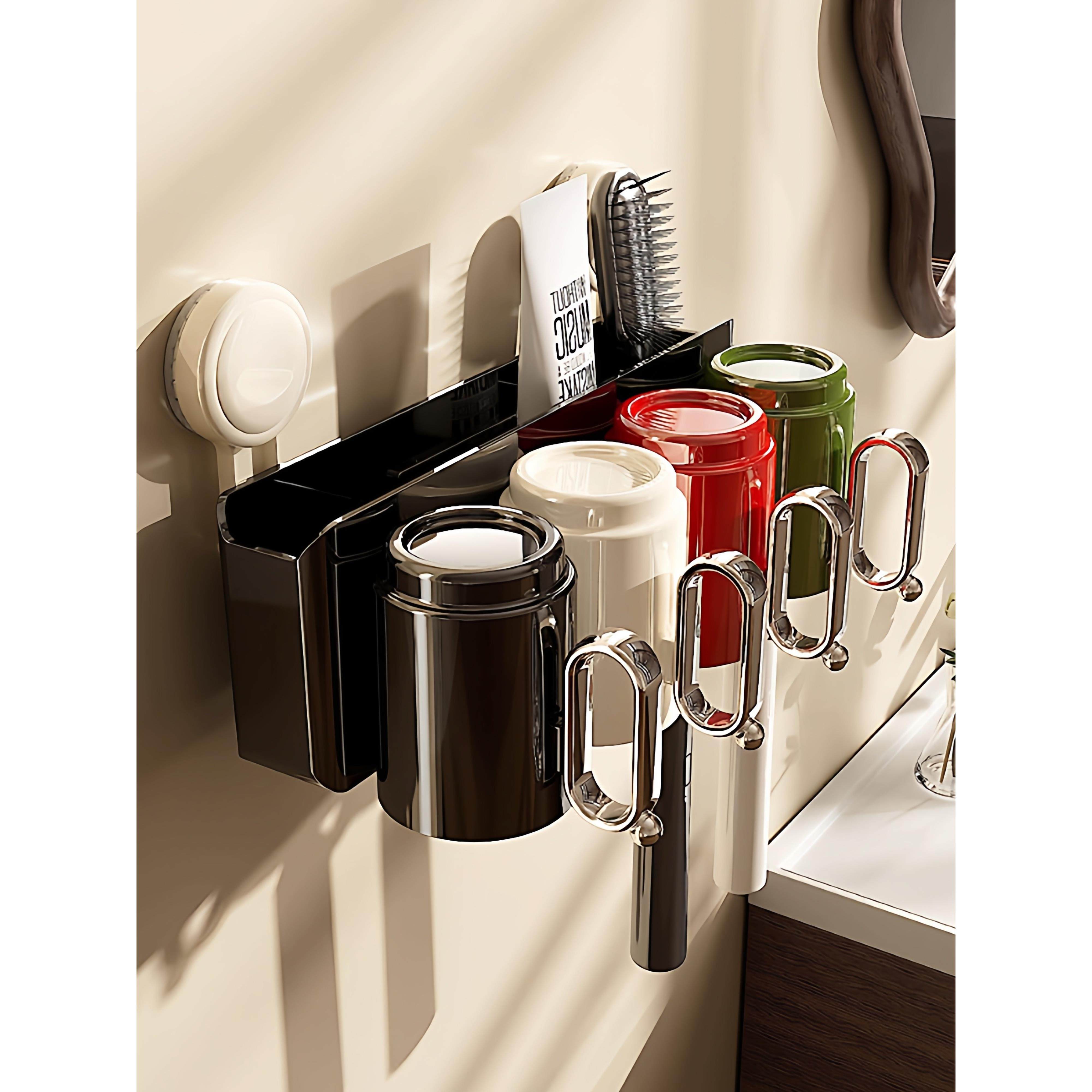 吸盘牙刷置物架免打孔漱口杯刷牙杯卫生间壁挂式家庭电动牙膏架子