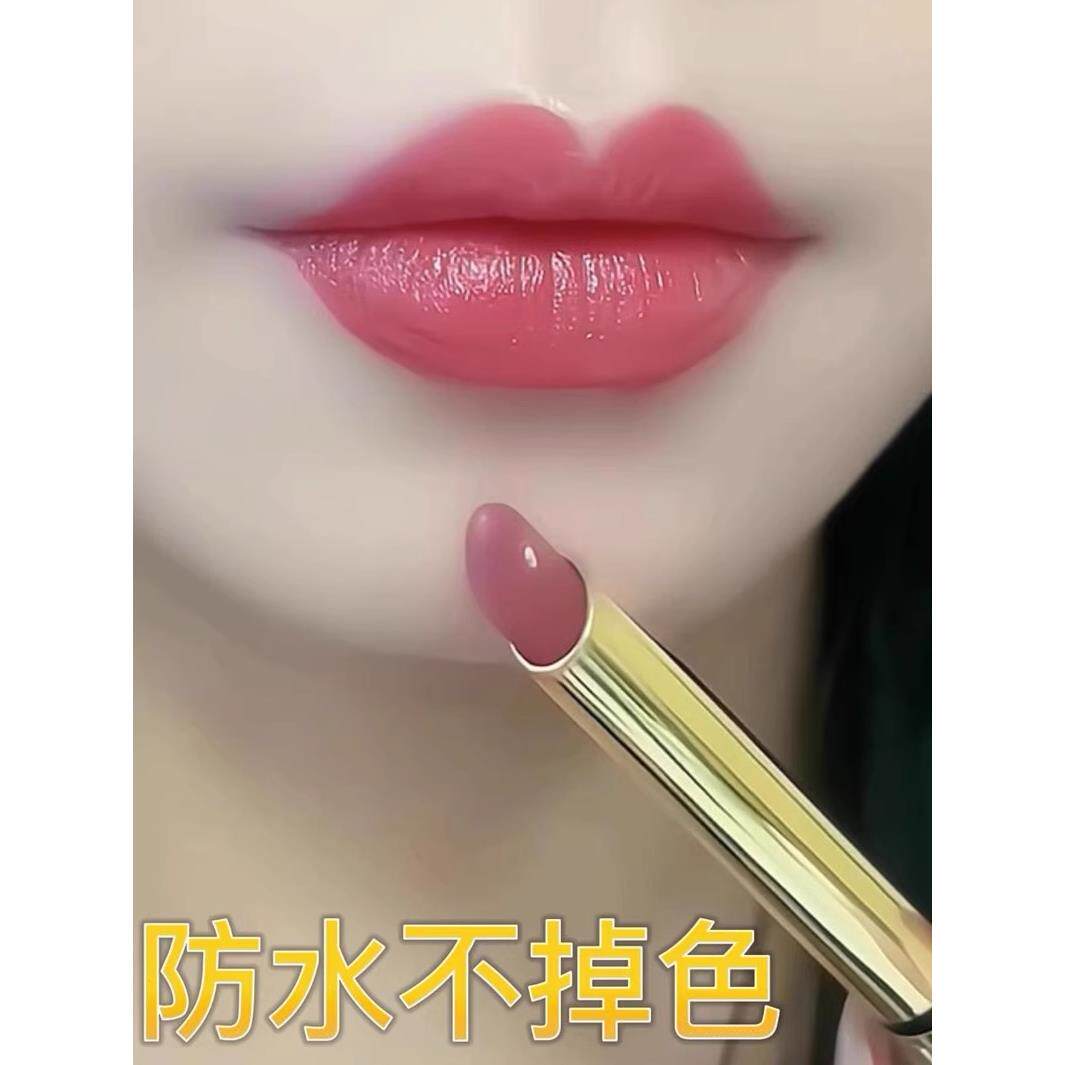 暖豆沙色口红不掉色不沾杯黄皮素颜显白不脱色持久防水不粘杯退色