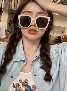 jennie同款白色墨镜女方形大框显脸小夏防晒偏光海边街拍太阳镜男