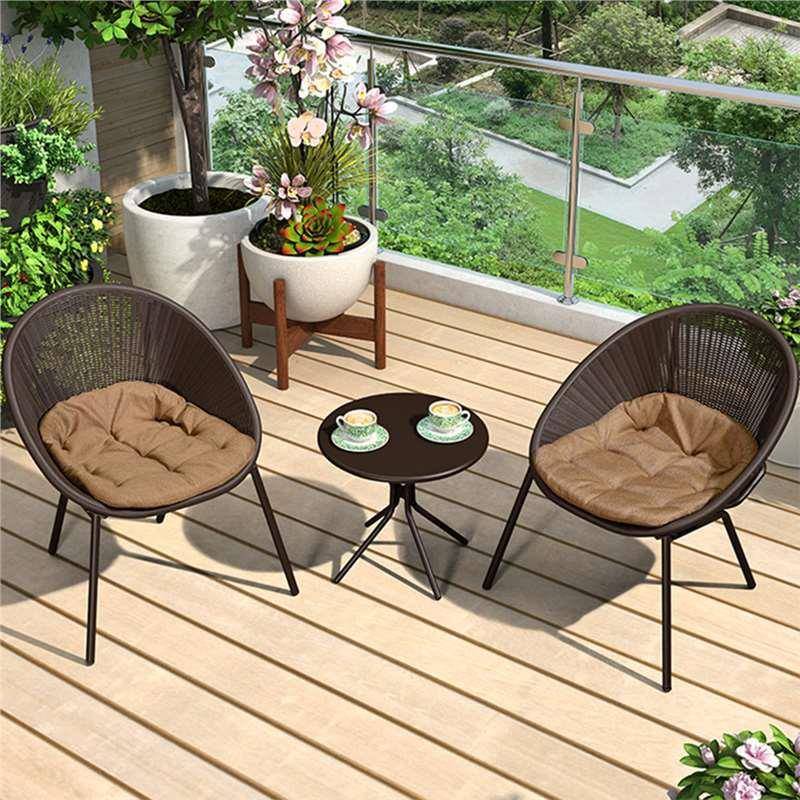户外阳台藤编小桌椅三件套室外庭院现代简约小户型茶几休闲藤椅