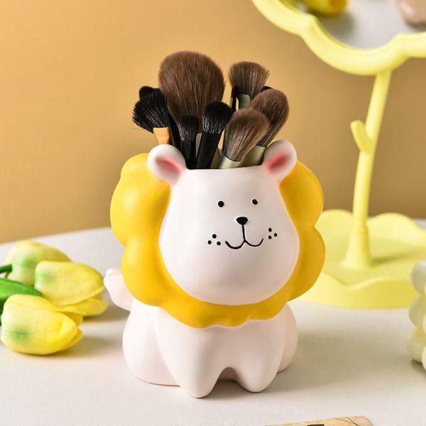 创意可爱狮子化妆刷收纳筒桌面笔筒梳妆台收纳盒家居装饰品摆件,收纳整理,化妆刷收纳盒/桶,淘宝优惠券,粉丝福利购,淘宝优惠卷