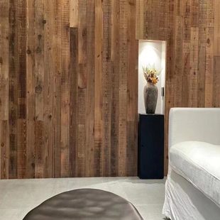 落叶松木北欧复古原木实木片背景板民宿吊顶老木板地板