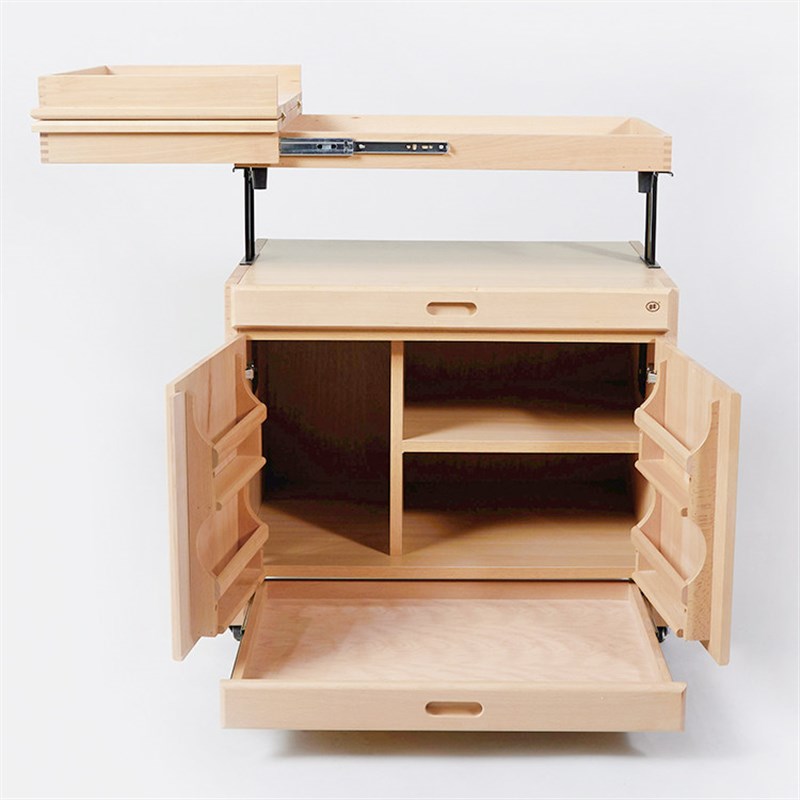 双丰画柜画架车油画车q实木画具收纳柜美术生专用多功能榉木画车