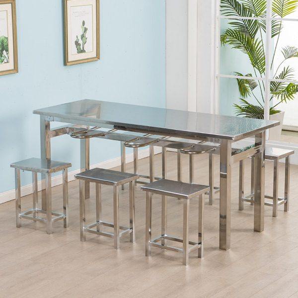 不锈钢餐桌椅饭店小吃店长方形挂凳4人6人员工食堂学校经济型桌椅,住宅家具,不锈钢/PVC餐桌,淘宝优惠券,粉丝福利购,淘宝优惠卷