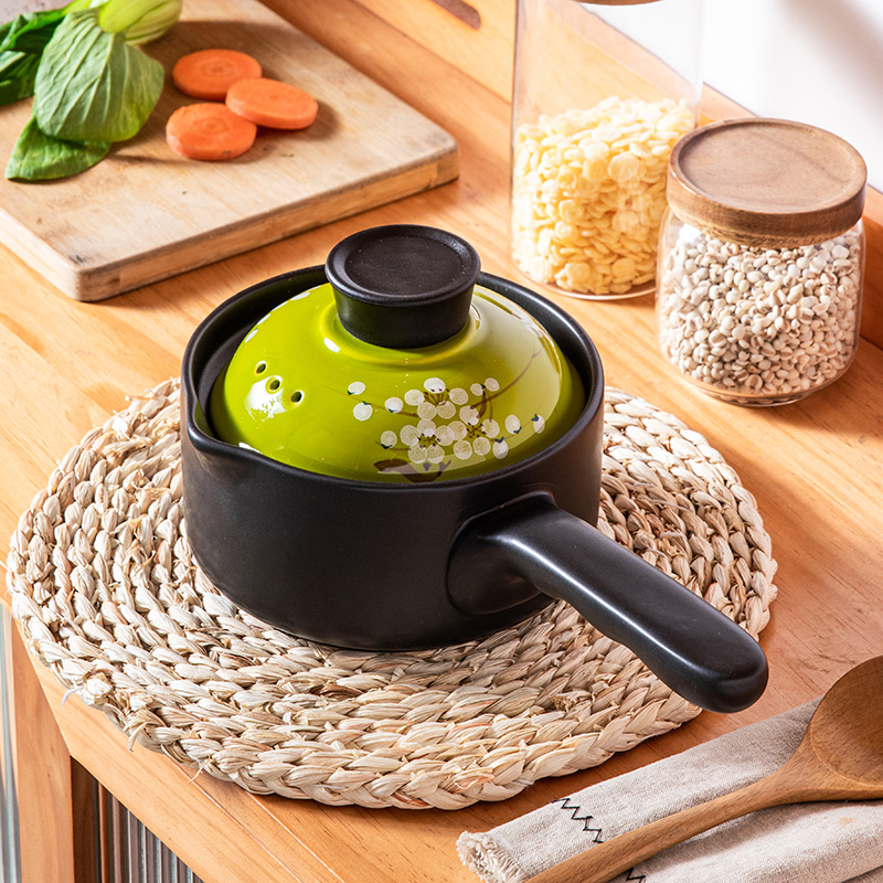 日式陶瓷a砂锅小号迷你单柄辅食奶锅家用燃气炖锅可明火煮汤泡面