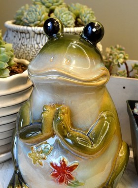 创意动物青蛙摆件陶瓷花园庭院A摆设书房桌面家居客厅装饰工艺品