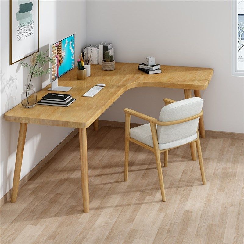 实木转角书桌书架一体学生家用卧室拐角学习写字桌简约台式电脑桌,住宅家具,电脑桌,淘宝优惠券,粉丝福利购,淘宝优惠卷