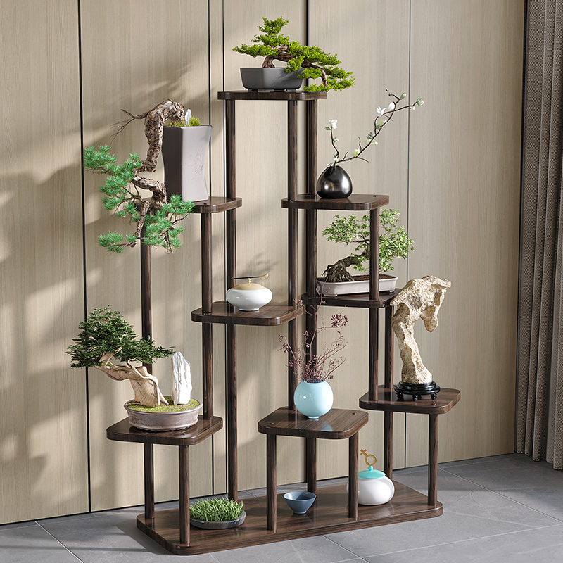 博古架实木新中式多宝阁茶叶架展示柜摆件柜茶室茶具茶柜置物架子