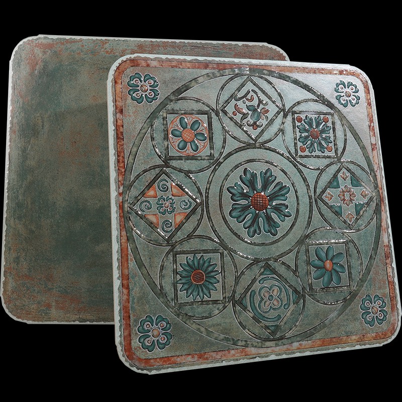 大拼花片田园砖复仿古地板面磁瓷砖圆角美式600x600*庭院户室内外